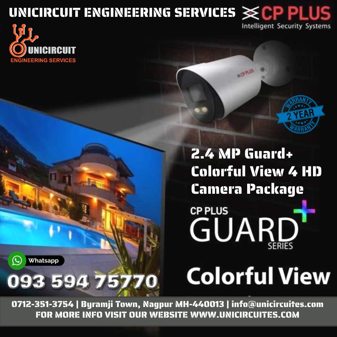 CP PLUS 2.4MP, Guard+ Colorful View 4 HD CCTV Camera Package Fully Installed